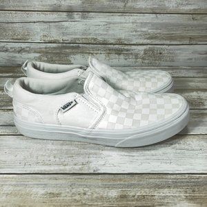 Vans Off the Wall Slip-On Skate Shoe White Checkered Youth Size 4